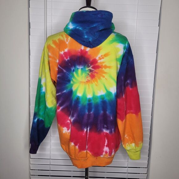 Rainbowcore Tie-dye Milleniwave Kidcore Colorburst Pullover Hoodie Sweater Large - Picture 2 of 6
